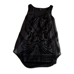 Velvet Burnout Baroque‎ Mossimo Sleevless Top, Black, Size M